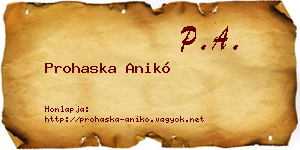 Prohaska Anikó névjegykártya